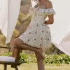 Abito mini con corsetto a bustino e spalle scoperte in cotone elasticizzato con stampa floreale Jaide