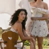 Abito mini con corsetto a bustino e spalle scoperte in cotone elasticizzato con stampa floreale Jaide