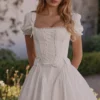 Abito mini con corsetto staccabile in cotone bianco Lili