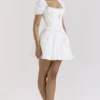 Abito mini con corsetto staccabile in cotone bianco Lili