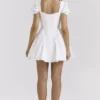 Abito mini con corsetto staccabile in cotone bianco Lili