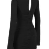 Abito mini con cut-out in vera seta nera Camille