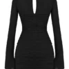 Abito mini con cut-out in vera seta nera Camille