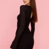 Abito mini con cut-out in vera seta nera Camille