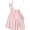 Abito mini con fiocco Florianne in morbido color pesca