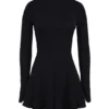 Abito mini con godet in crêpe elasticizzato nero “Francesca”