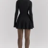 Abito mini con godet in crêpe elasticizzato nero “Francesca”