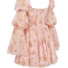 Abito mini con maniche a sbuffo e stampa rosa vintage inglese “Sancia”