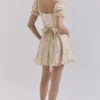 Abito mini con maniche a sbuffo in chiffon con stampa floreale color crema Melita