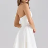 Abito mini con scollo all’americana in cotone elasticizzato bianco Sasha