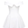 Abito mini con spalle scoperte in twill bianco Elida