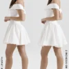 Abito mini con spalle scoperte in twill bianco Elida