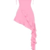 Abito mini con volant Marcia French Pink