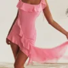 Abito mini con volant Marcia French Pink