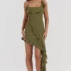 Abito mini con volant Marcia Olive