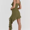 Abito mini con volant Marcia Olive