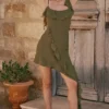Abito mini con volant Marcia Olive