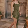 Abito mini con volant Marcia Olive