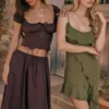 Abito mini con volant Marcia Olive