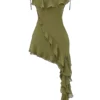Abito mini con volant Marcia Olive