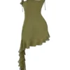 Abito mini con volant Marcia Olive
