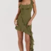 Abito mini con volant Marcia Olive