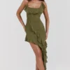 Abito mini con volant Marcia Olive