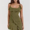 Abito mini con volant Marcia Olive