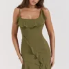 Abito mini con volant Marcia Olive