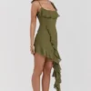 Abito mini con volant Marcia Olive