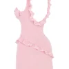 Abito mini con volant Tania Pink Quartz