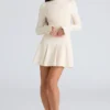 Abito mini Godet in crêpe elasticizzato color crema vintage Francesca