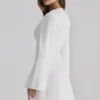 Abito mini in cotone con maniche a campana Isha White