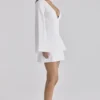 Abito mini in cotone con maniche a campana Isha White