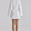 Abito mini in cotone con maniche a campana Isha White