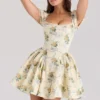 Abito mini in cotone con stampa Rosie Lemon Rose