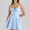 Abito mini in cotone elasticizzato con stampa floreale blu Calia Abito mini in cotone elasticizzato con stampa floreale blu Calia