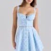 Abito mini in cotone elasticizzato con stampa floreale blu Calia Abito mini in cotone elasticizzato con stampa floreale blu Calia