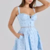 Abito mini in cotone elasticizzato con stampa floreale blu Calia Abito mini in cotone elasticizzato con stampa floreale blu Calia