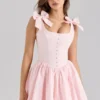 Abito mini in cotone elasticizzato rosa Lyla
