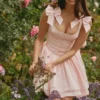 Abito mini in cotone elasticizzato rosa Lyla
