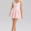 Abito mini in cotone elasticizzato rosa Lyla