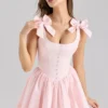 Abito mini in cotone elasticizzato rosa Lyla