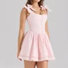 Abito mini in cotone elasticizzato rosa Lyla