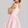 Abito mini in cotone elasticizzato rosa Lyla