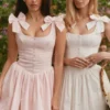 Abito mini in cotone elasticizzato rosa Lyla