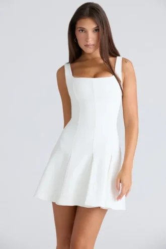 Abito mini in crêpe elasticizzato color avorio Amelie Vintage
