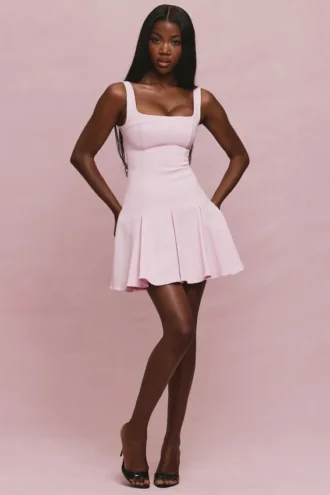 Abito mini in crêpe elasticizzato rosa “Amelie Ballerina”