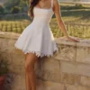 Abito mini Isla bianco con pizzo broderie anglaise personalizzato