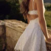 Abito mini Isla bianco con pizzo broderie anglaise personalizzato